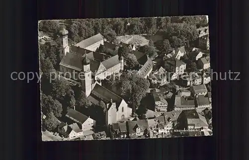 Isny Allgaeu St Georgs und Nikolauskirche Fliegeraufnahme Kat. Isny im Allgaeu