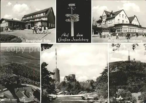 Inselsberg Schmalkalden Berggasthof Stoehr HO Gaststaette Inselsberg Turmblick Sendeturm Kat. Schmalkalden