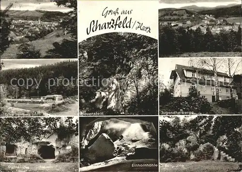 Scharzfeld Total Schwimmbad Frauenstein Jugendherberge Steinkirche Einhornhoehle Burgruine Kat. Herzberg am Harz