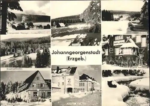 Johanngeorgenstadt Oberjugel Steinbach Erzgebirgshaeuschen Berghotel Auersberg Grenzlandbaude Kulturhaus Steinbachtal Kat. Johanngeorgenstadt