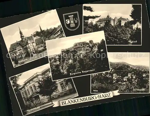 Blankenburg Harz Rathaus Schloss Burgruine Regenstein Teufelsbad Teilansicht Kat. Blankenburg