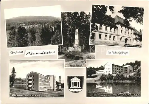 Bad Alexandersbad Panorama Fichtelgebirge Luisendenkmal Schloss Altenheim Volkshochschule Kat. Bad Alexandersbad