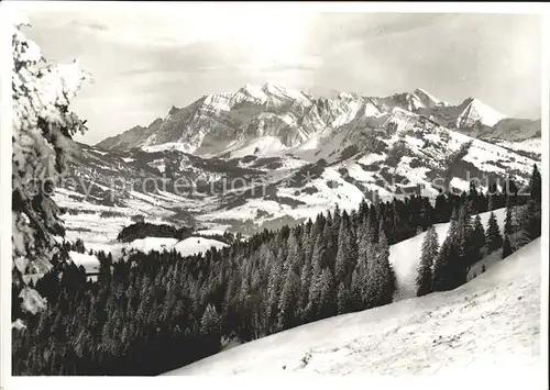 Ebnat Kappel Blick vom Tanzboden Wintersportplatz Toggenburg zum Alpstein Kat. Ebnat Kappel