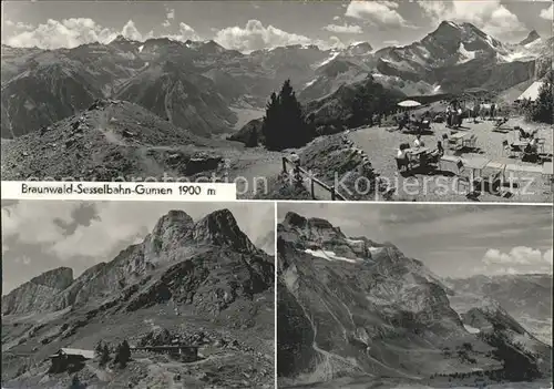 Braunwald GL Braunwald Sesselbahn Gumen Berggasthaus Alpenpanorama Kat. Braunwald