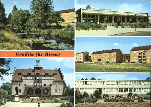 Groeditz HO Kaufhalle Plattenbau Siegmund Jahn Oberschule Kat. 