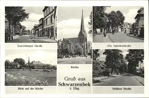 Schwarzenbek Alte Bahnhofstrasse Lauenburger Strasse Moellner Strasse Blick Kirche / Schwarzenbek /Herzogtum Lauenburg LKR