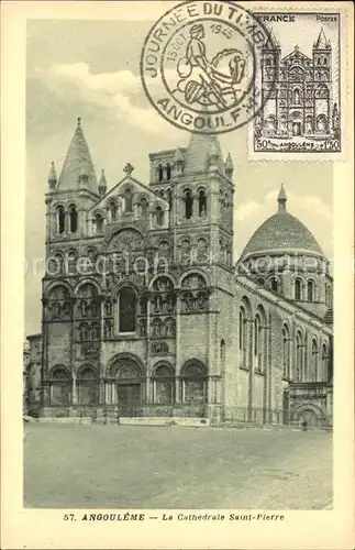 Angouleme Cathedrale Saint Pierre Journee du Timbre Stempel auf AK / Angouleme /Arrond. d Angouleme