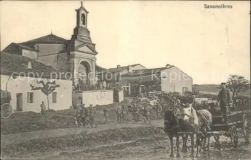 Savonnieres d Indre-et-Loire Kirche Pferdefuhrwerk / Savonnieres /Arrond. de Tours