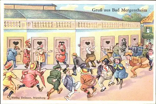 Bad Mergentheim Kuenstlerkarte Komik Sturm auf Toiletten / Bad Mergentheim /Main-Tauber-Kreis LKR