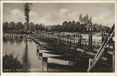 Speyer Rhein Schiffbruecke Dom Kat. Speyer