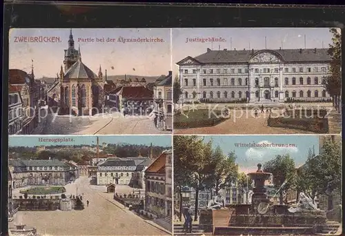 Zweibruecken Partie bei der Alexanderkirche Justizgebaeude Herzogplatz Ers. Masch. Gew. Komp. Kat. Zweibruecken