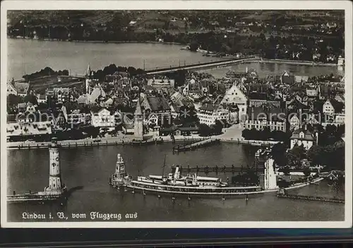 Lindau Bodensee Fliegeraufnahme Hafen  Kat. Lindau (Bodensee)