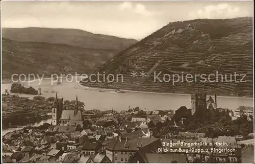 Bingen Rhein Bingerbrueck Blick zur Burg Klopp Bingerloch Kat. Bingen am Rhein