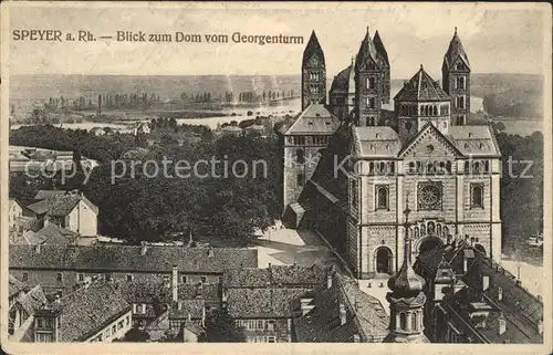 Speyer Rhein Blick zum Dom vom Georgenturm Kat. Speyer