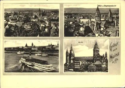 Mainz Rhein Blick vom Stephansturm Dom Dampfer / Mainz Rhein /Mainz Stadtkreis