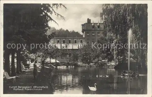 Bad Bergzabern Kurhaus Friedrichsruhe Schwanenteich Kurort Kat. Bad Bergzabern