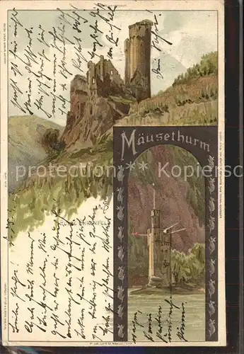 Bingen Rhein Ruine Ehrenfels Maeuseturm Bahnpost Kat. Bingen am Rhein