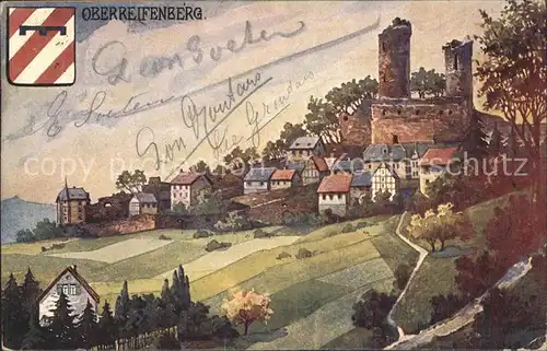 Oberreifenberg Burgruine 12. Jhdt. Geschichte Kuenstlerserie Die Burgen des Taunus Kat. Schmitten