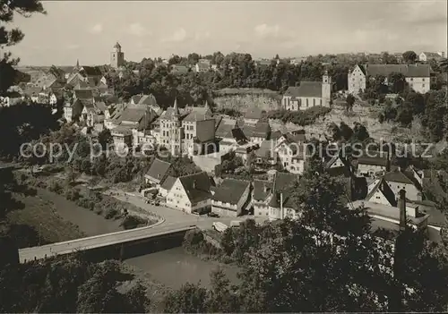 Haigerloch mit Fluss und Bruecke Kat. Haigerloch