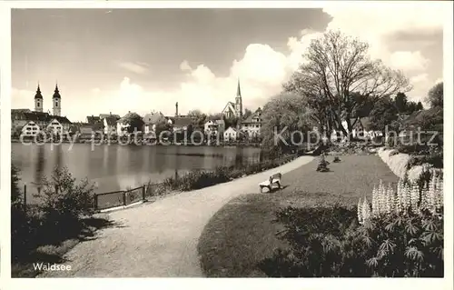 Bad Waldsee Uferweg am Stadtsee Stiftskirche Kat. Bad Waldsee