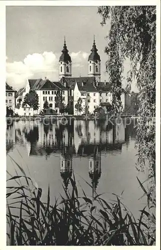 Bad Waldsee Uferpartie am Stadtsee Stiftskirche Kat. Bad Waldsee