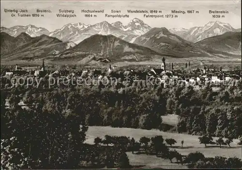 Rosenheim Bayern Gesamtansicht mit Alpenpanorama Bromsilber Kat. Rosenheim