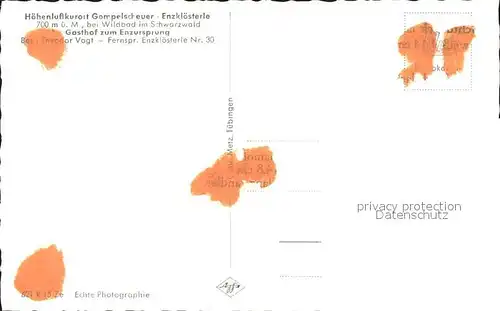 Gompelscheuer Gasthof zum Enzursprung Kat. Enzkloesterle