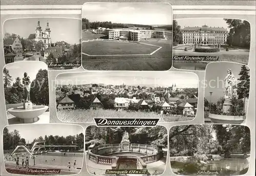 Donaueschingen Fuerstl. Schloss Donauquelle Schlosspark Schwimmbad Kat. Donaueschingen