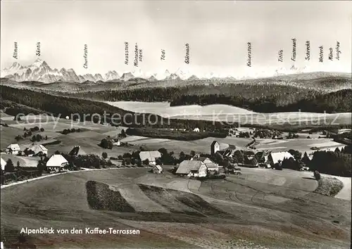 Saig Schwarzwald Alpenblick Kaffe Terrassen Cafe Alpenblick Kaiserstock Titlis Saentis Kat. Lenzkirch