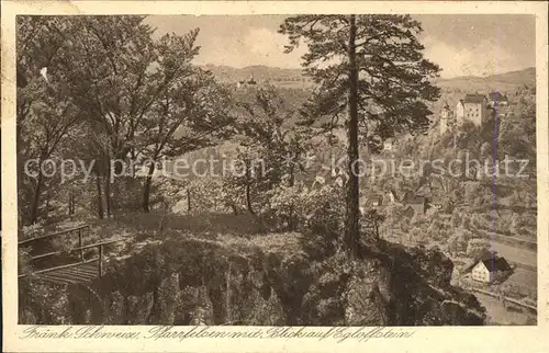 Fraenkische Schweiz Pfarrfelsen Blick Egloffstein Kat. Pottenstein