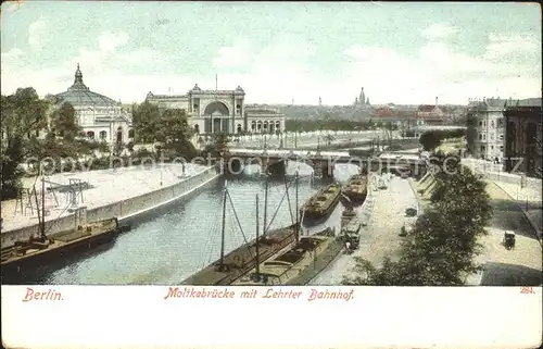 Berlin Moltke Bruecke mit Lehrter Bahnhof Schiffe Kat. Berlin