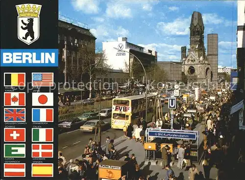 Berlin Kurfuerstendamm Gedaechtniskirche Bus Autos Kat. Berlin