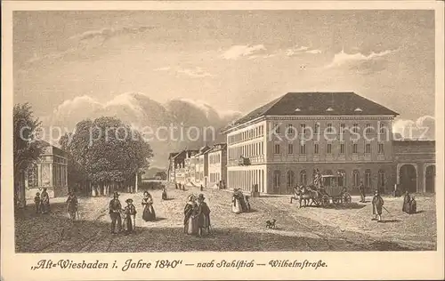 Wiesbaden Stahlstick um 1840 Wilhelmstrasse Kat. Wiesbaden