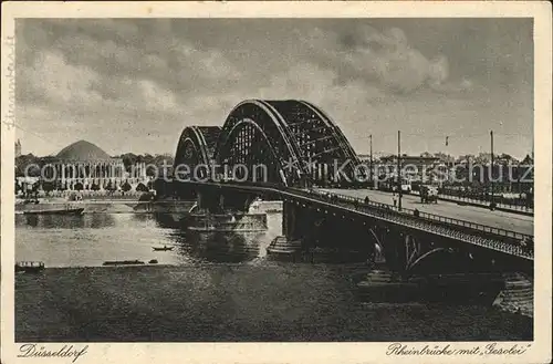 Duesseldorf Rheinbruecke mit Gesolei Kat. Duesseldorf