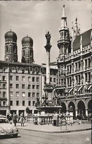 Muenchen Mariensaeule mit Frauentuermen Kat. Muenchen