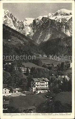 Berchtesgaden Hotel Erika mit Hohem Goell und Hohem Brett Kat. Berchtesgaden