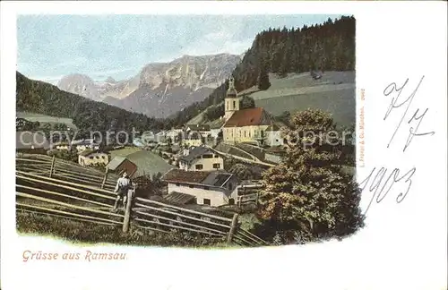 Ramsau Berchtesgaden Ortsansicht mit Kirche Kat. Ramsau b.Berchtesgaden