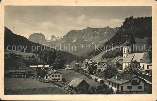 Ramsau Berchtesgaden mit Kirche und Reiteralpe Kat. Ramsau b.Berchtesgaden