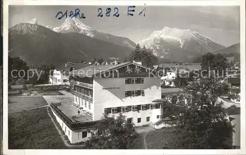 Berchtesgaden Jugendherberge Strub mit Watzmann und Hochkalter Kat. Berchtesgaden