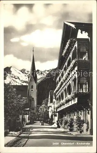 Oberstdorf Kirchstrasse mit Hotel Loewen Kat. Oberstdorf