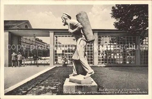 Bad Duerkheim Kurhauseingang mit Winzerstandbild von A. Bernd Kat. Bad Duerkheim