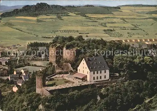 Kirn Nahe Kyrburg Restaurant Fliegeraufnahme Kat. Kirn