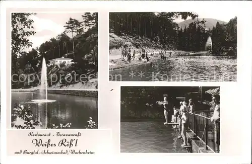 Wachenheim Weinstrasse Restaurant Terrassencafe Weisses Roess l Springbrunnen Schwimmbad Kat. Wachenheim an der Weinstrasse