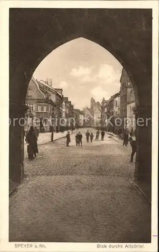 Speyer Rhein Blick durch Altpoertel Kat. Speyer