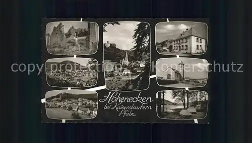 Hohenecken Teilansichten Zelte Kirche Burgruine Kat. Kaiserslautern