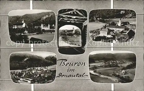 Beuron Donautal Totalansicht Holzbruecke Kloster / Beuron /Sigmaringen LKR