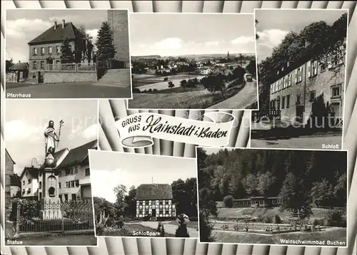 Hainstadt Buchen Statue Pfarrhaus Schlosspark / Buchen (Odenwald) /Neckar-Odenwald-Kreis LKR