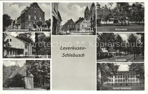 Leverkusen Schlebusch Elisabethkrankenhaus Kinderheim Haus Nazareth Waldschule Saalstrasse Hauptgeschaeftsstrasse Gezelinkapelle Kat. Leverkusen