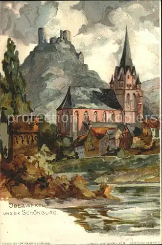 Oberwesel Rhein Schoenburg Kuenstlerkarte Graf / Oberwesel /Rhein-Hunsrueck-Kreis LKR