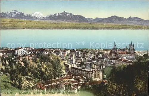 Lausanne VD Panorama Lac Leman et les Montagnes de la Savoie / Lausanne /Bz. Lausanne City